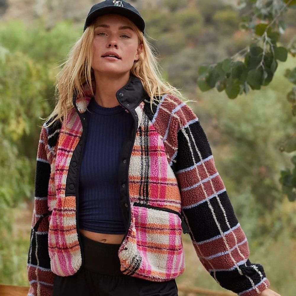 Free People Hit The Slopes Printed Fleece Jacket in Autumn Combo
